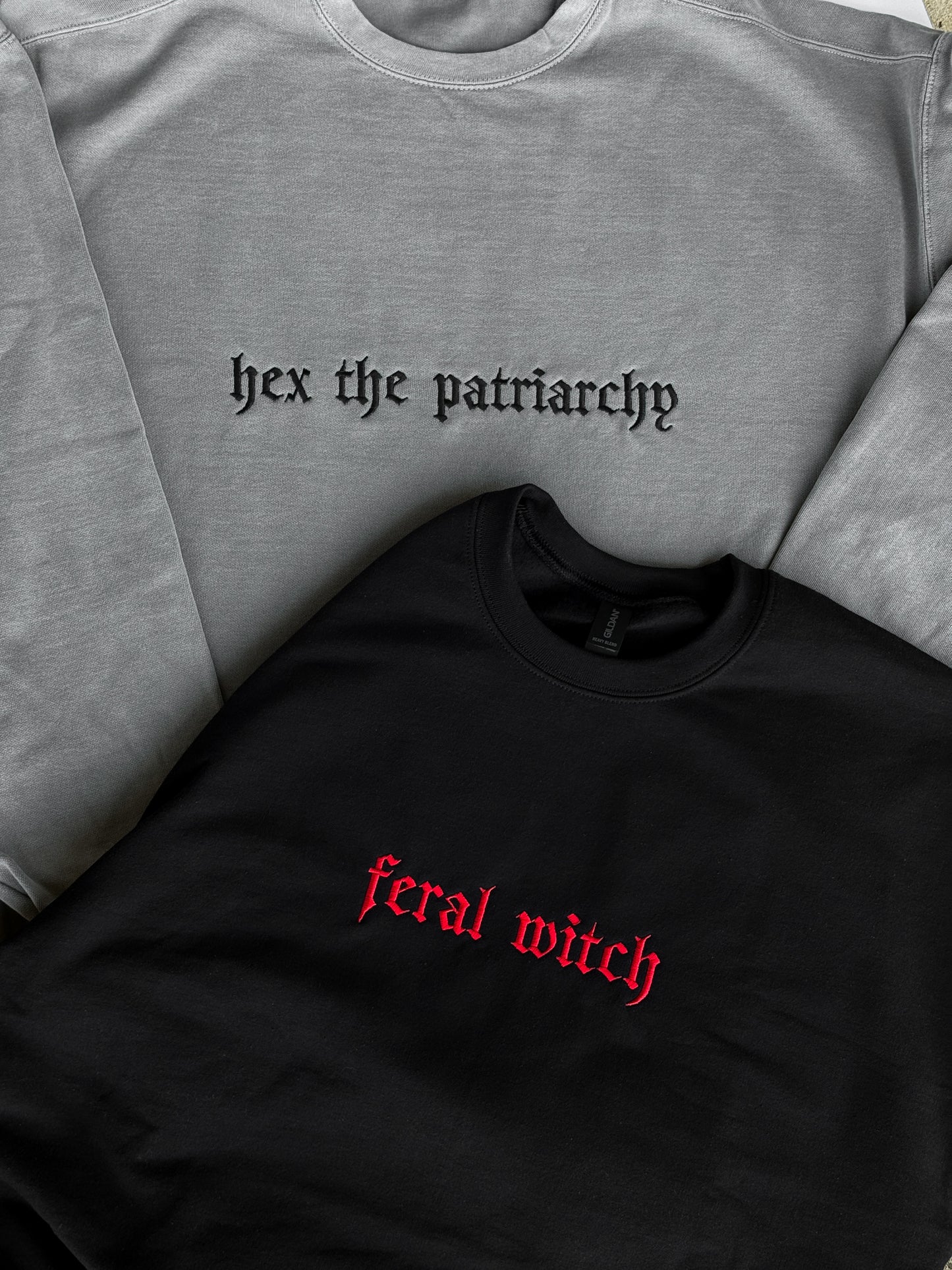 Hex the Patriarchy Embroidered Crew + Tee