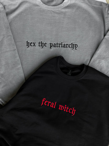 Hex the Patriarchy Embroidered Crew + Tee