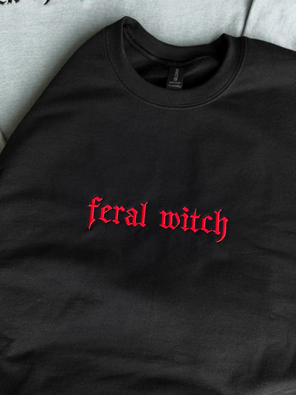 Feral Witch Embroidered Crew + Tee