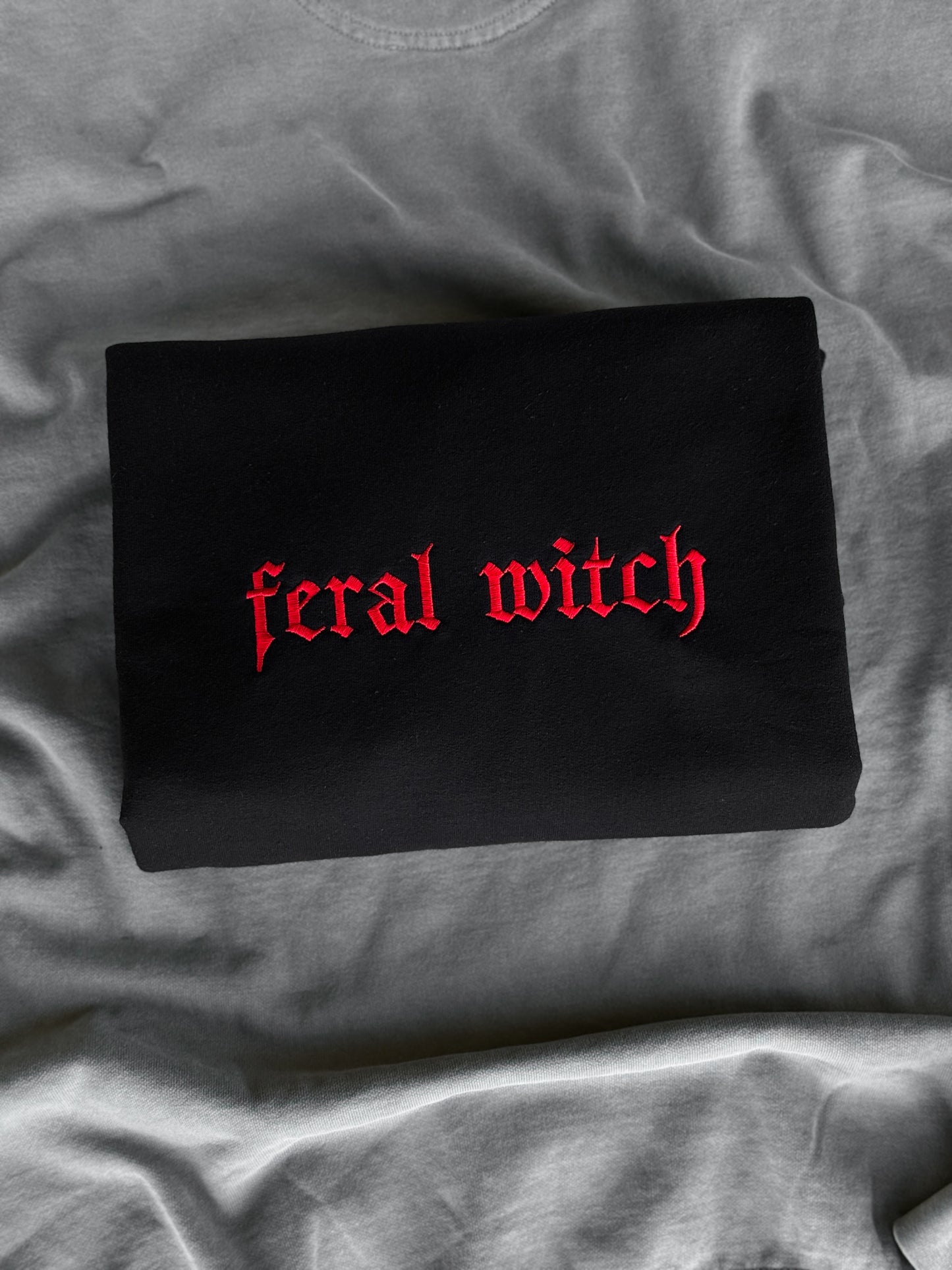 Feral Witch Embroidered Crew + Tee