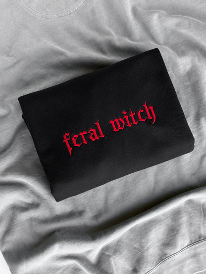 Feral Witch Embroidered Crew + Tee