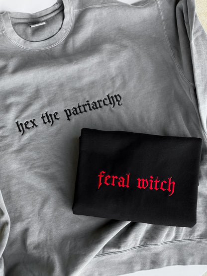 Feral Witch Embroidered Crew + Tee